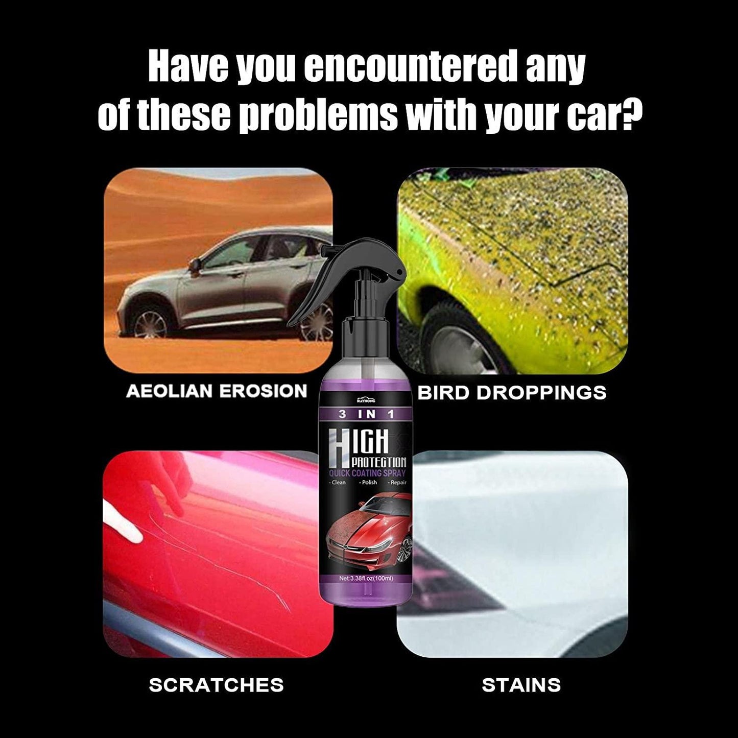 Hydrophobic Nano Coating Polish Spray for Cars, Motorcycles & Boats | Scratch Protection & Polishing - Pack of 2